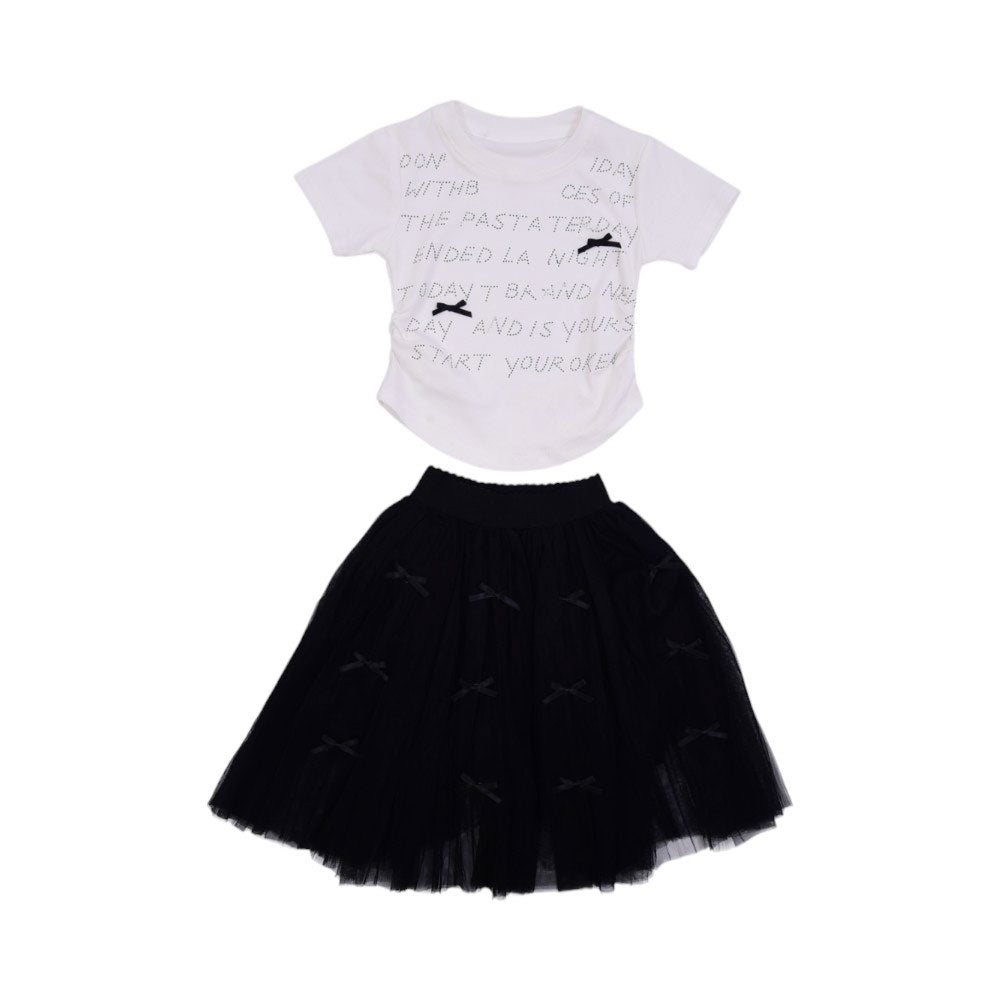 GIRLS S/S 2PC BLOUSE SKIRTS SUIT MZS-25 4-5 YEAR S-00018 W/G