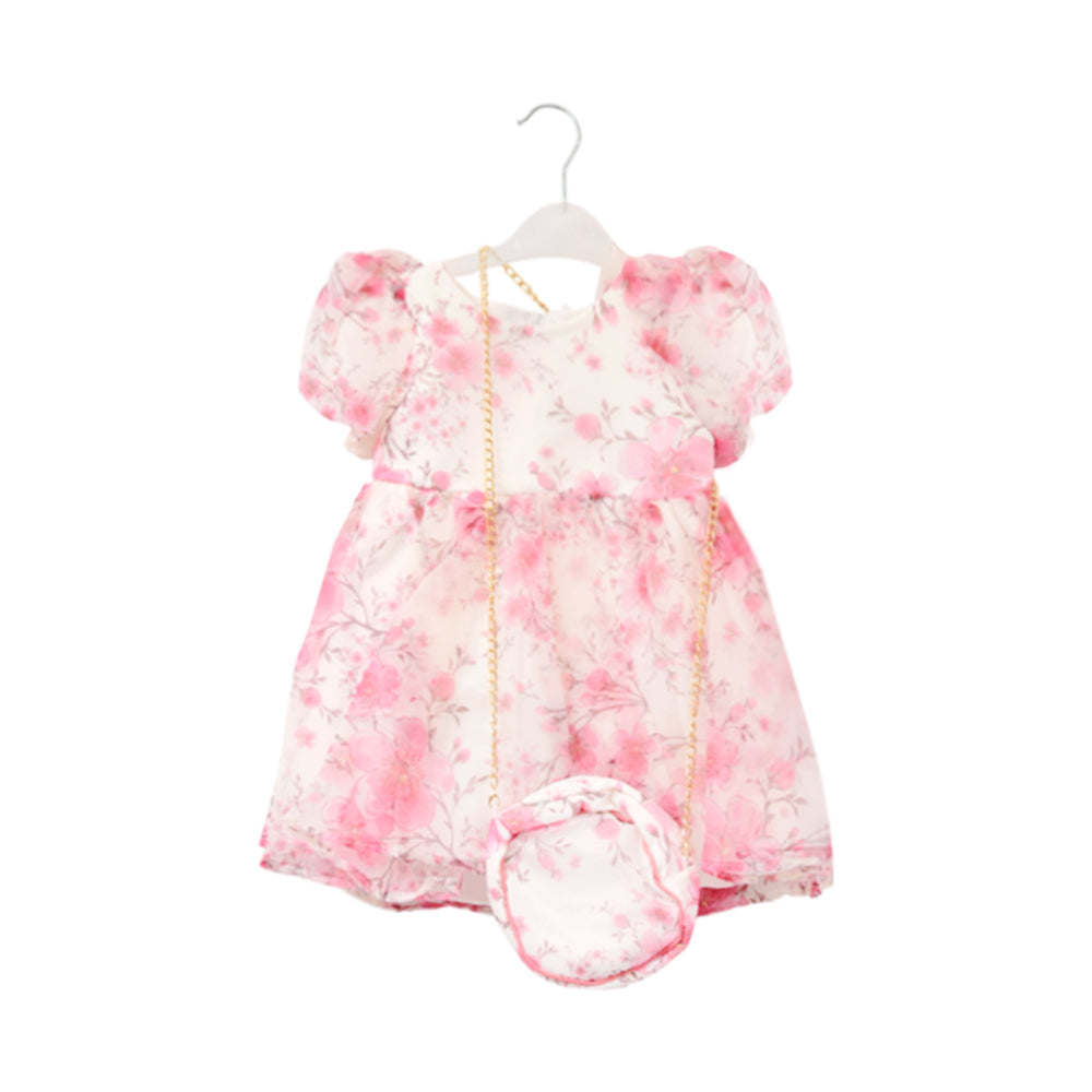 GIRLS CAP SLEEVE FANCY FROCK WITH PURSE IR-25 VA542