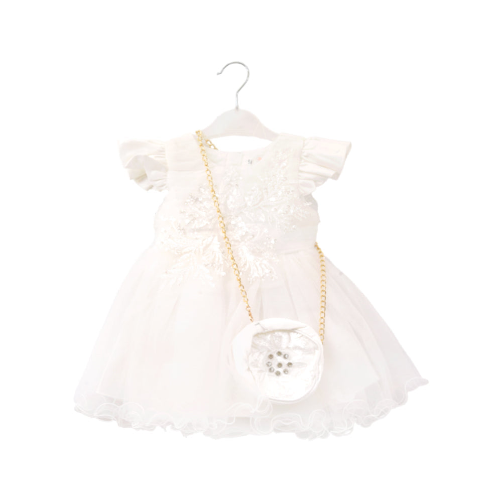 GIRLS CAP SLEEVE FANCY FROCK WITH PURSE IR-25 TY805