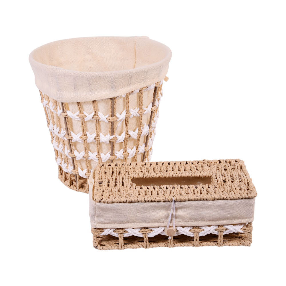 DUSTBIN & TISSUE BOX CANE IR Q057