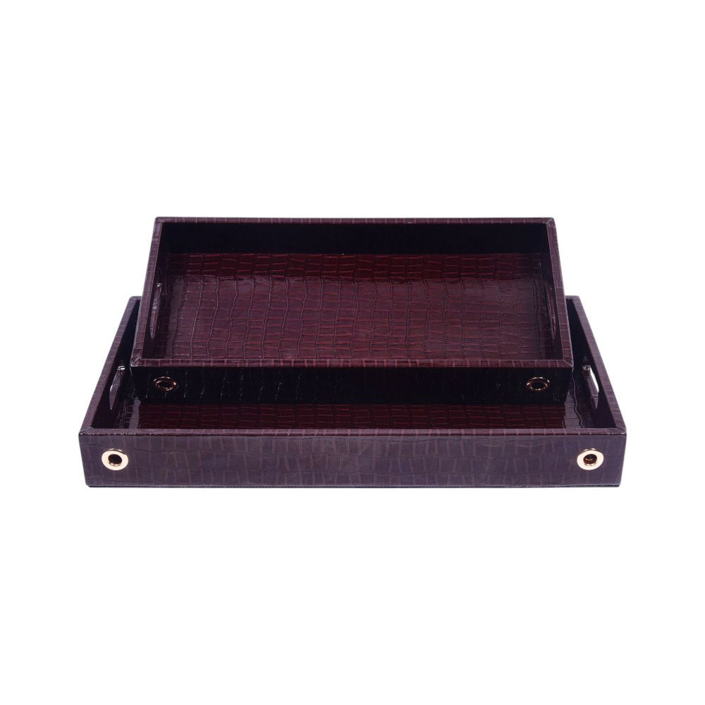TRAY SET 2PC LEATHER LONG LS-02
