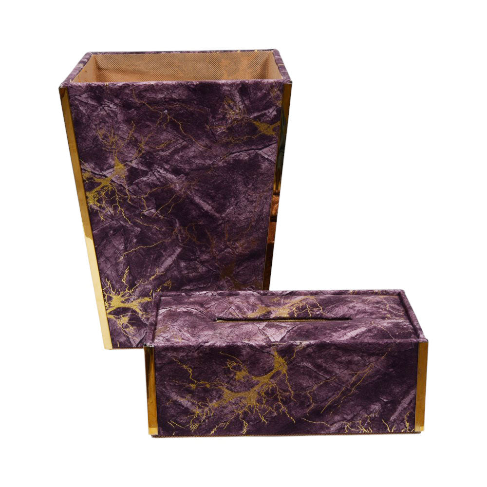 DUSTBIN TISSUE BOX SET VELVET AL-12