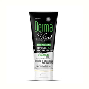 DERMA SHINE CHARCOAL FACE WASH+SCRUB 200ML