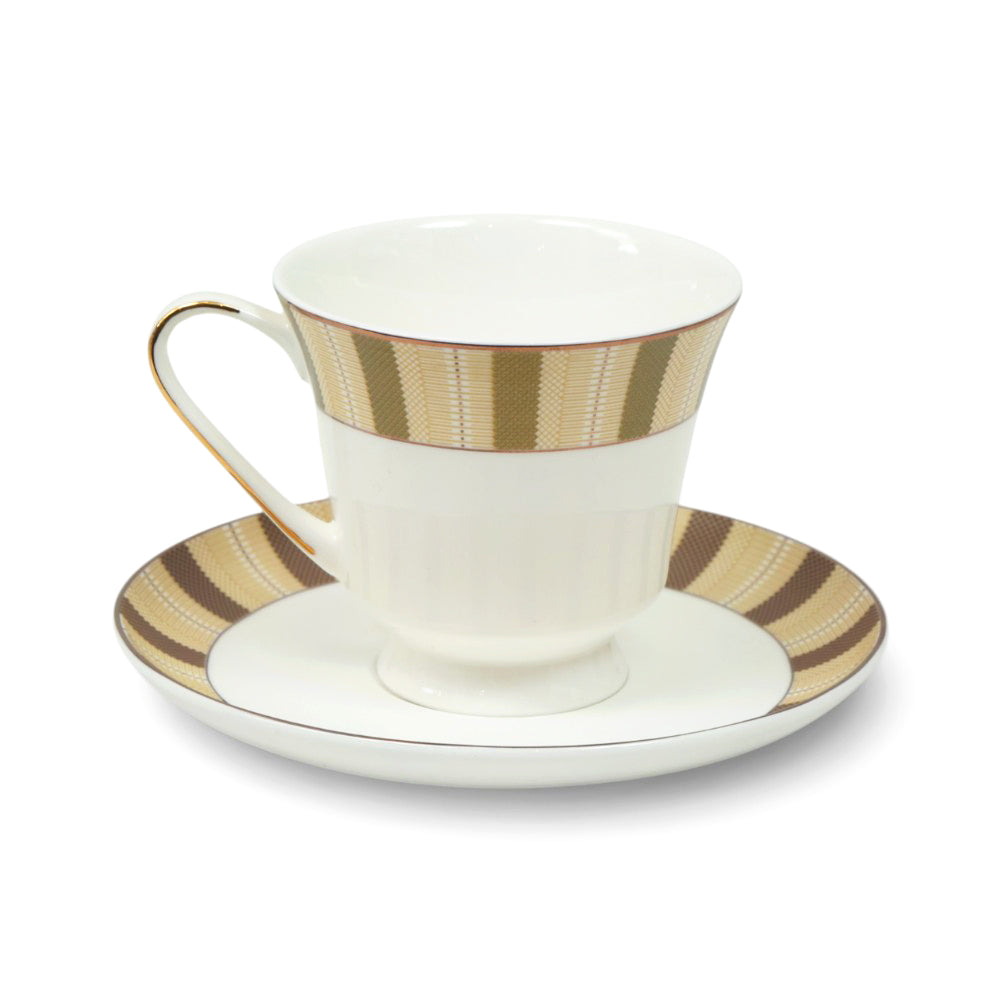CUP & SAUCER NEW BONE CHINA 3 SHAPE JH8 TMC (Pack of 6)