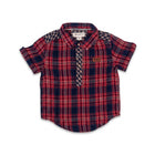 BOYS S/S CASUAL CHECK SHIRT NAVY IRS-26 2-3 YEAR MS-02270