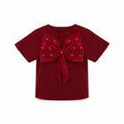 GIRLS S/S KNIT FANCY BLOUSE MAROON IRS-26 4-5 YEAR 018