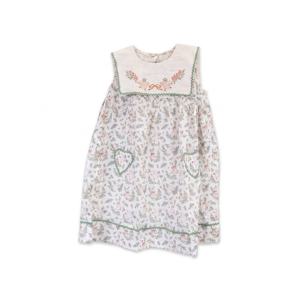 GIRLS S/L COTTON FROCK PRINTED OFF WHITE IR-26 2400