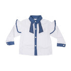 GIRLS L/S COTTON FANCY BLOUSE DENIM/WHITE IR-26 5-6 YEAR 962