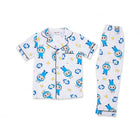 BOYS S/S 2PC SLEEPING SUIT F/O 3-4YEAR WHITE PRINTED NO-10 I