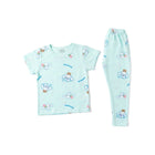 GIRLS S/S 2PC SLEEPING SUIT ROUND NECK 3-4YEAR C-GREEN NO-31