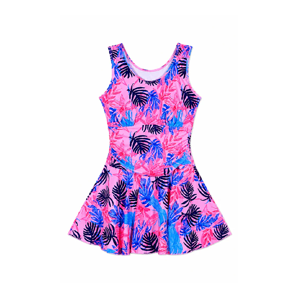 LADIES S/L SWIMMING COSTUME PINK TROPICAL 3XL IR-25 31626