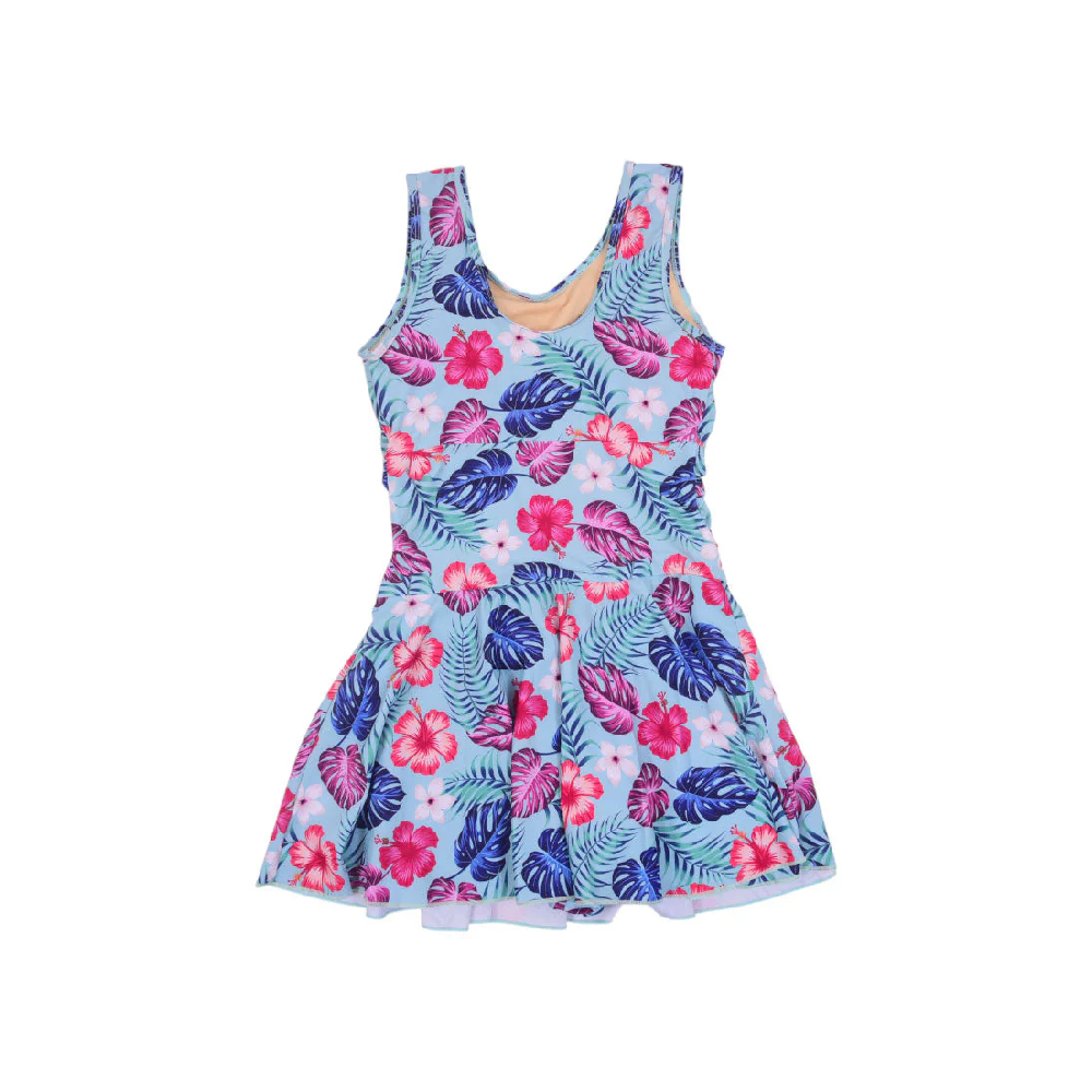 LADIES S/L SWIMMING COSTUME AQUA TROPICAL 4XL IR-25 31626-2