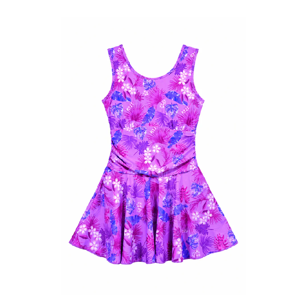 LADIES S/L SWIMMING COSTUME SHOK-PINK TROPICAL 2XL IR-25 316