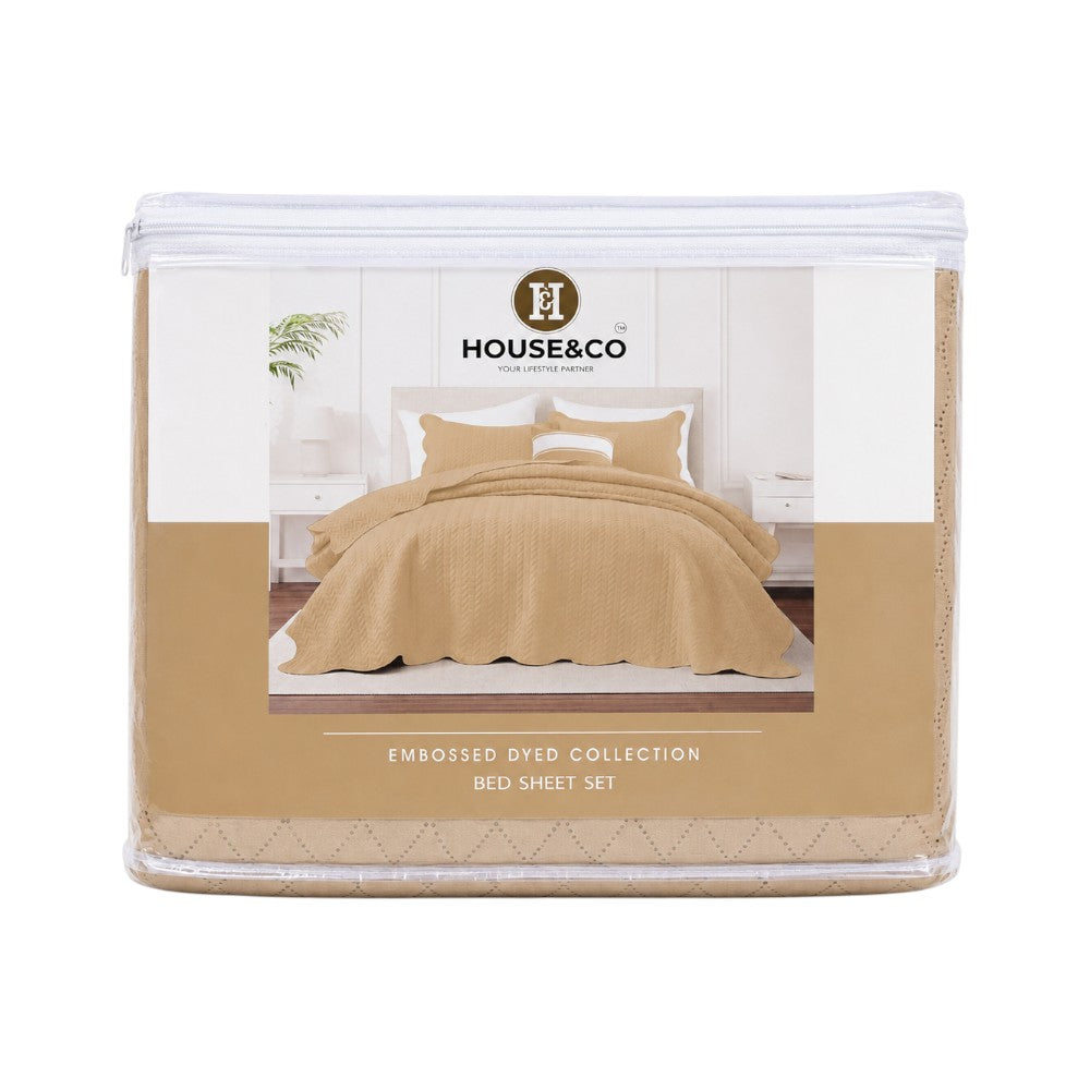 H&C KING BEDSPREAD LEAF GOLD 78X78