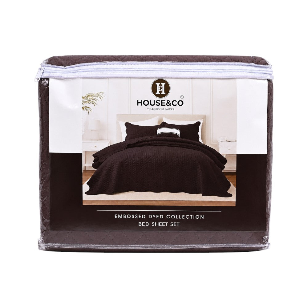 H&C KING BEDSPREAD LEAF TAUPE 78X78