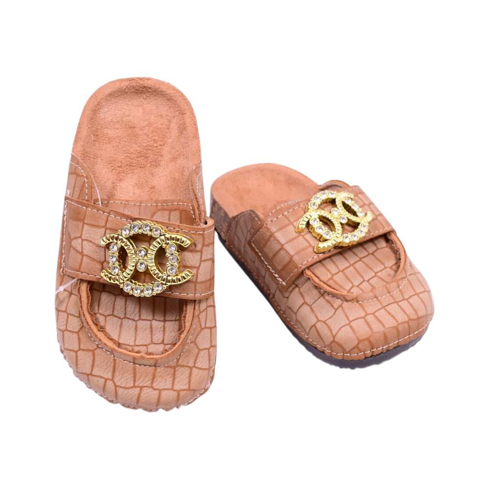 GIRLS MULE CORK SOLE L-BROWN JH4234-A 24-29 IR-26
