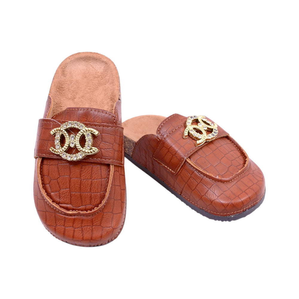 GIRLS MULE CORK SOLE BROWN  JH4234-B 30-35 IR-26