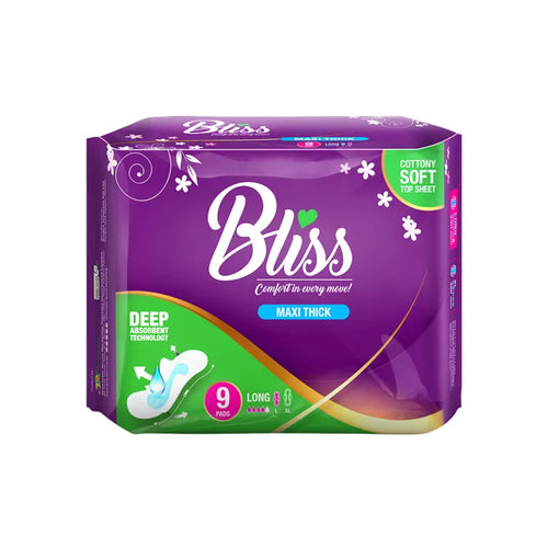 Bliss Maxi Thick Cottony Soft Sanitary Pads - 9 Pcs Long
