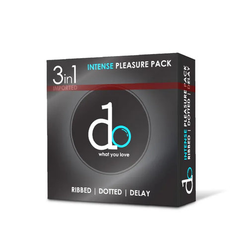 DO 3in1 Condom Pack - Intense Pleasure Pack (Ribbed + Dotted + Delay)