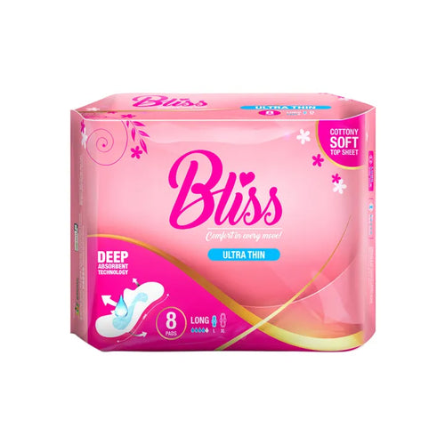 Bliss Ultra-Thin Sanitary Packs Long 8 Pcs