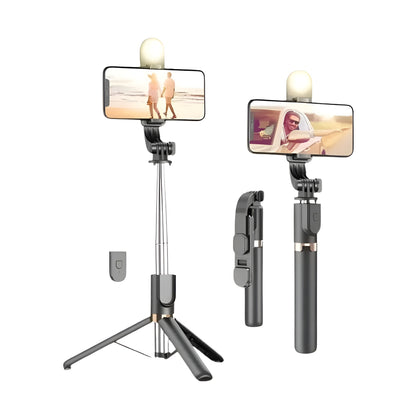 4-in-1 Extendable Selfie Stick Tripod with LED Fill Light & Wireless Bluetooth Remote