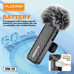 Plokama 2.4G Wireless Lavalier Microphone Dual Mic for iPhone & Android