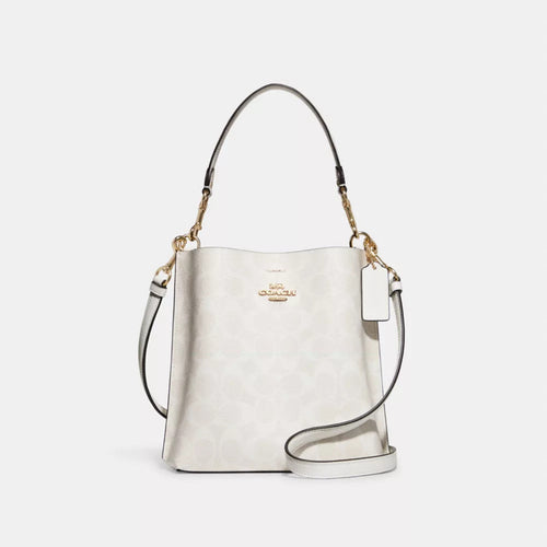 Coach - Mollie Bucket Bag 22 In Signature Canvas Gold/chalk/glacierwhite