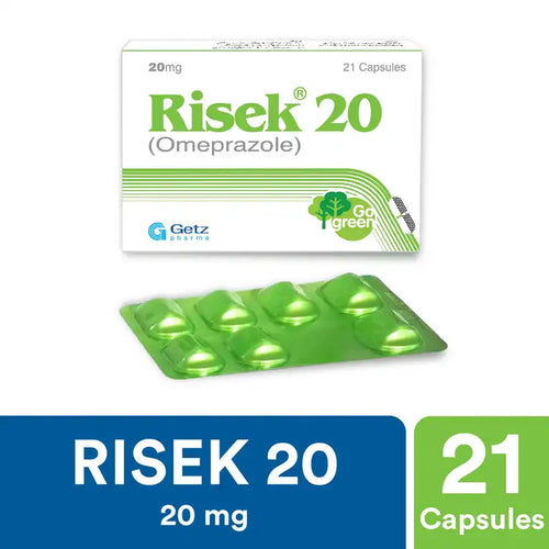 Risek 20mg Capsules 21's | Omeprazole for Acid Reflux & GERD