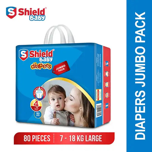 Shield Baby Diapers Large Pack Jumbo size 4 80Pcs