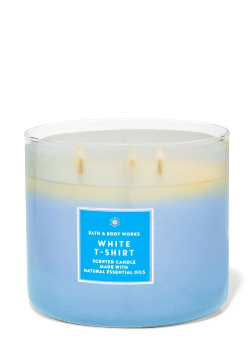 Bath & Body Works White T-shirt 3 Wick Candles 414gms
