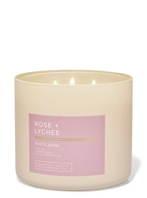 Bath & Body Works Rose + Lychee 3 Wick Candles 414gms