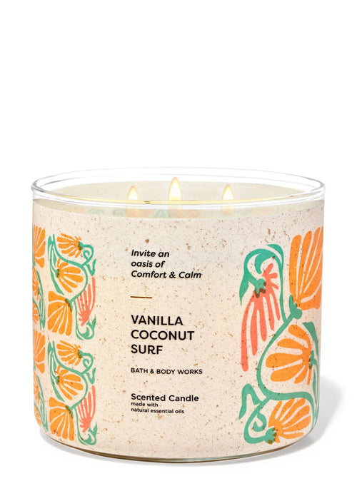 Bath & Body Works Vanilla Coconut Surf 3 Wick Candles 414gms