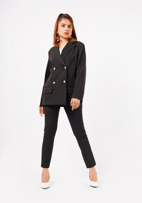 Nine90nine- Double Breasted Blazer - Black
