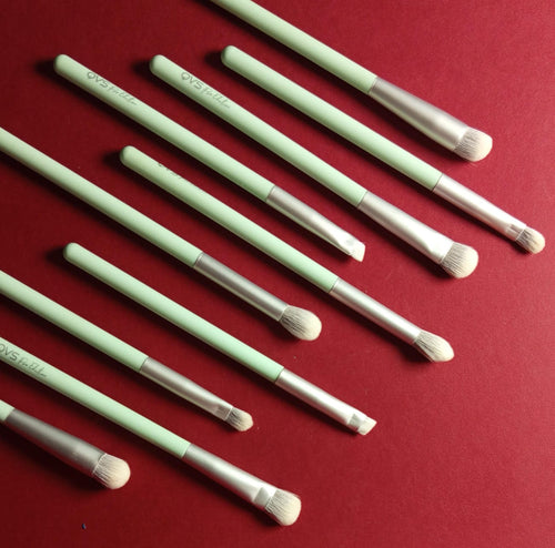 The Original - 10 Pcs Eye Make Up Brush Set Lightgreen