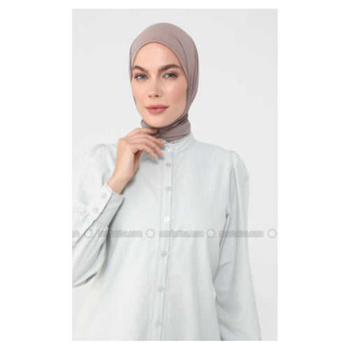 Modanisa Refka Gray Point Collar Blouses