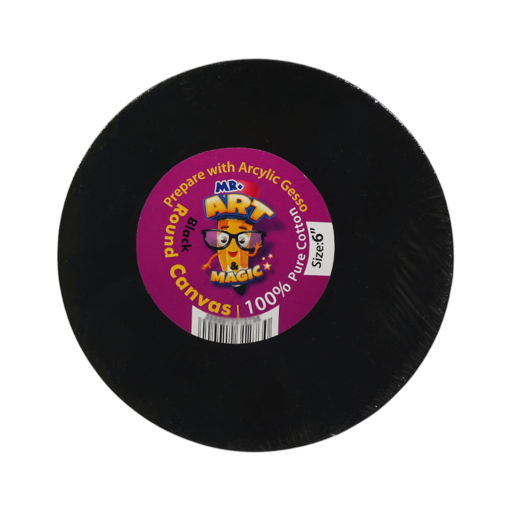 3256 CANVAS BOARD ROUND BLACK 6INCH