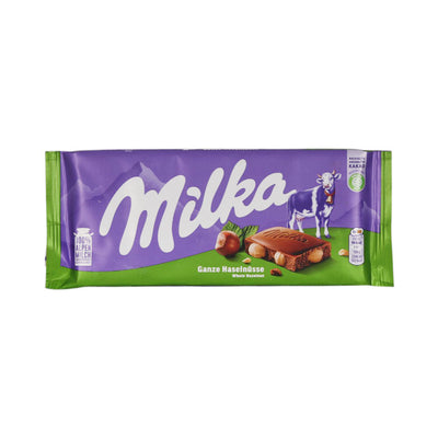 MILKA MILK CHOCOLATE WHOLE HAZELENUT 100 GM