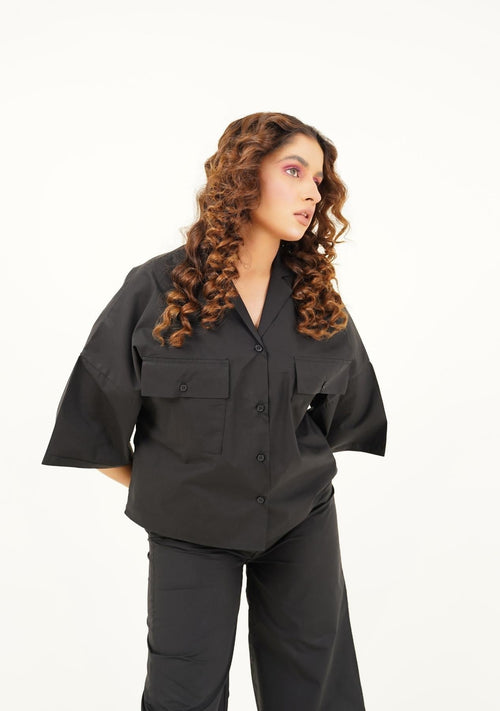 Nine90nine Boxy Pocket Fit Shirt - Black