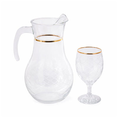 WATER SET 7PC PSB HAND CUT GOLD BISTRO 96933-B072