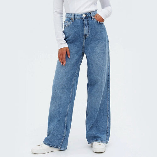 Vybe - Mid Blue Wide Leg Jeans