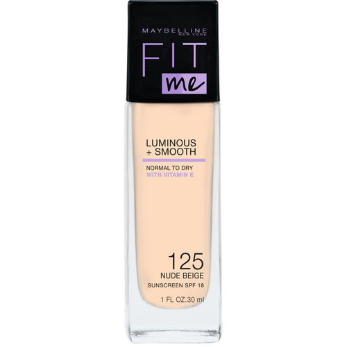 Maybelline New York- Fit Me Luminous Smooth Liquid Foundation - 125 Nude Beige - For Normal To Dry Skin