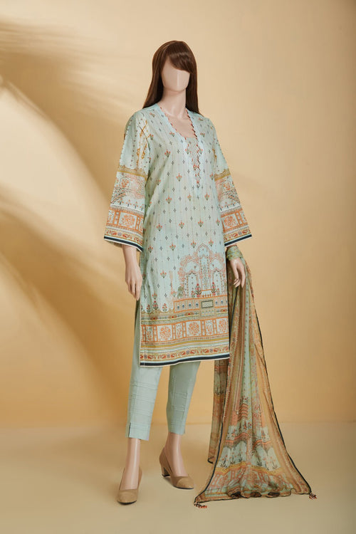 Saya Printed Lawn 2 Piece (shirt/dupatta) With Chiffon Dupatta- Aqua Green