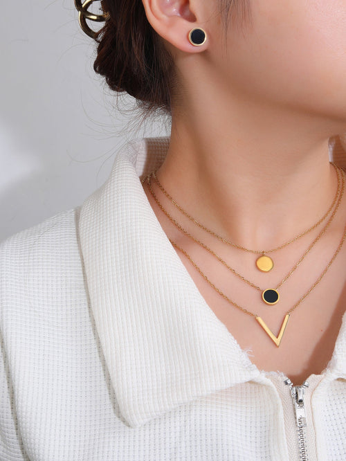 The Original - Shein 18k Gold Plated 3 Piece Bohemian Multi Layer Necklace Earrings Set