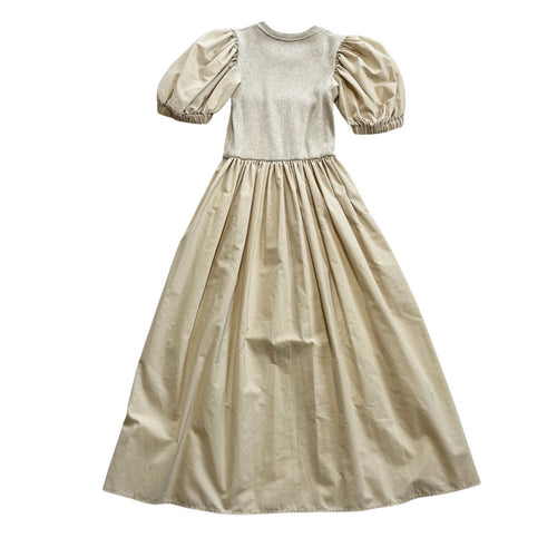 Zara Man - Beige Puff-sleeve Maxi Dress