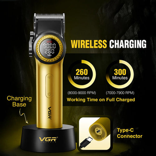 Vgr - Professional Salon Quality Hair Clipper Dlc Diamond-coated Blade( Golden)