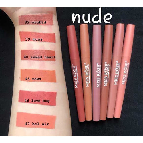 Miss Rose 2 In 1 Lip Liner + Lipstick(pack Of 6) Nude.