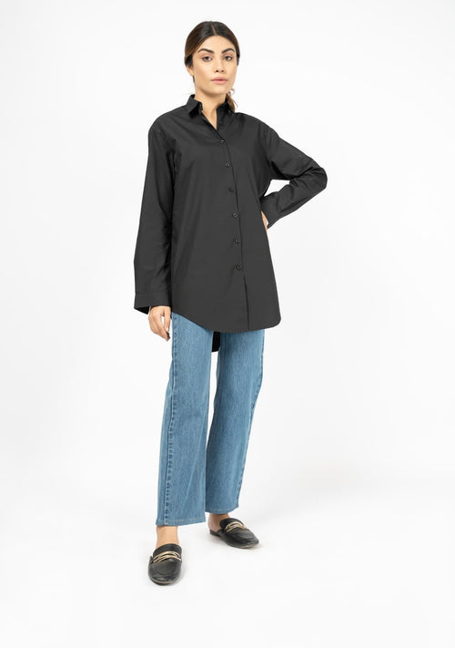 Nine90nine- Oversized Flowy Shirt - Black (cotton)