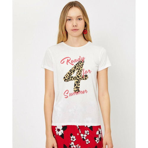 Koton Printed T Shirt Ecru