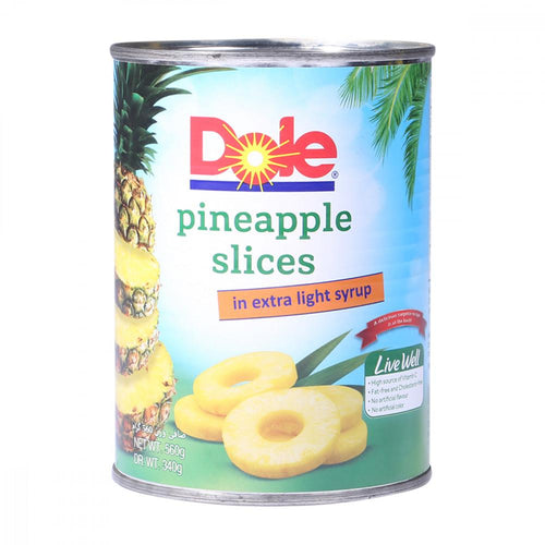 DOLE PINEAPPLE SLICES IN EXTRA LIGHT SYRUP 560 GM