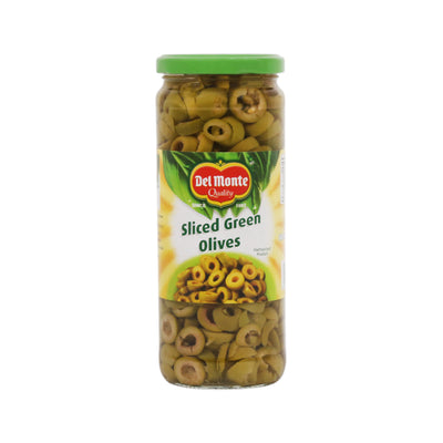 DELMONTE SLICED GREEN OLIVES 450 GM